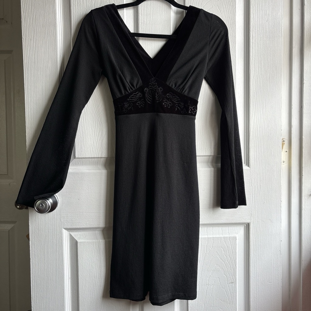 FOREVER21 | V- Neck Little Black Dress with Bell Sleeves~Small